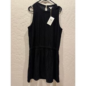 Splendid Black embroidered eyelet overlay knee length lined dress XL NWT